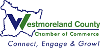 Westmoreland County Chamber of Commerce logo with a blue and green "W" over a white county map outline.